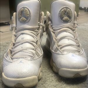 Jordan White and Tan High-Top Sneakers